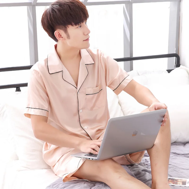2019 New Two-pieces Shorts For Men Summer Sleepwear Male L-3XL Pajama Set Soft Nightwear Pyjamas Sleep Lounge | Мужская одежда