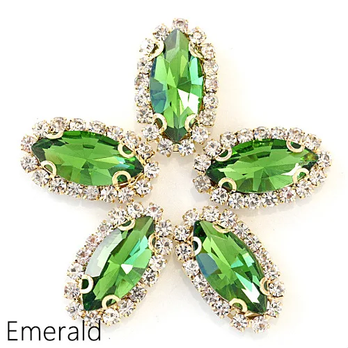 Emerald 20 шт конский глаз лист пришить на коготь стразы шьют на стекло стразы шьют на Стразы с золотым коготь использовать для свадебного платья обувь B1078 - Цвет: Emerald