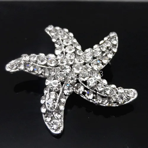 Vintage Fashion Very Cute Crystal Starfish Brooch Lovely Wedding Bridal Bouquet Pins Factory Cheap Price |