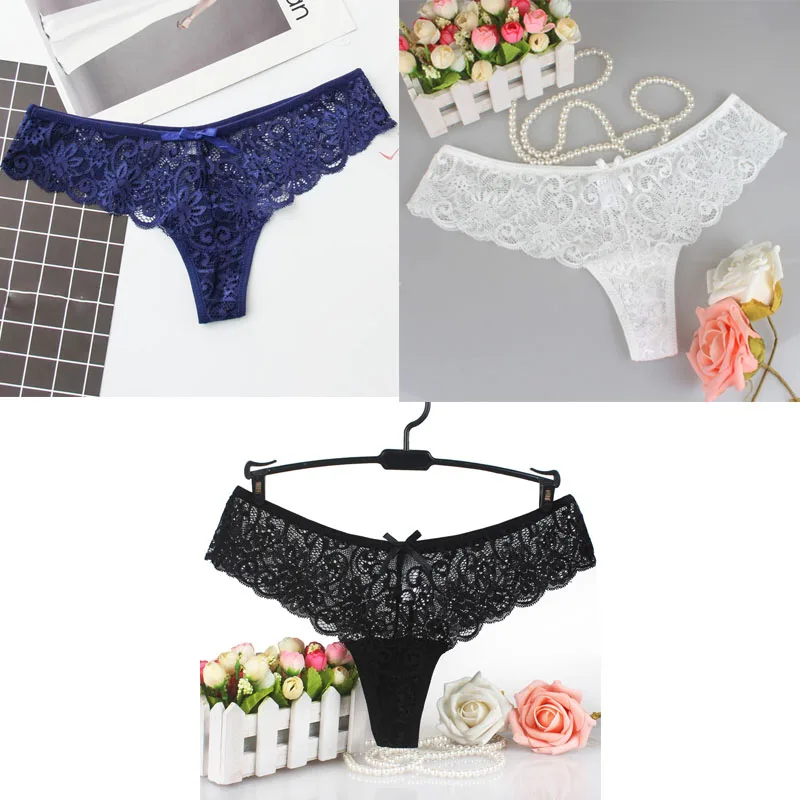 blue white black TEXIWAS, 3 шт./лот, женские трусики, кружевные стринги, трусики, стринги, сексуальное нижнее белье, женское прозрачное дышащее белье - Цвет: blue white black