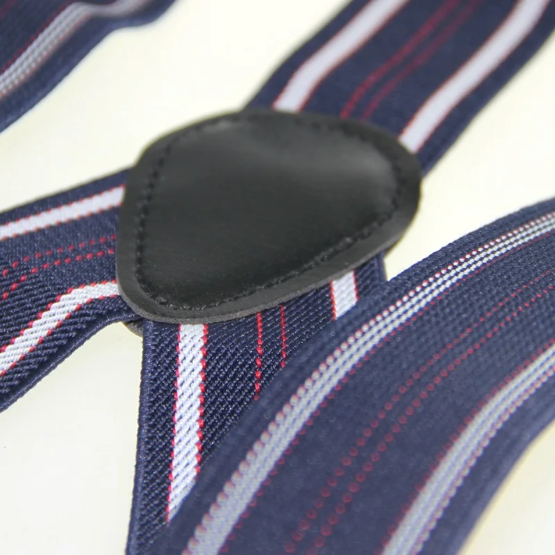 Темно синие белые красные полосатые подтяжки мужские Регулируемые на клипсах