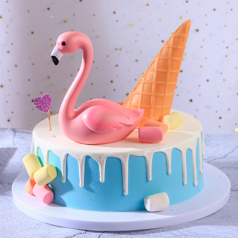 Modern Resin Cake Decoration Crafts Beautiful Pink Flamingo Swan Decorative Ornaments Home Livingroom Figurines Accessories | Дом и сад