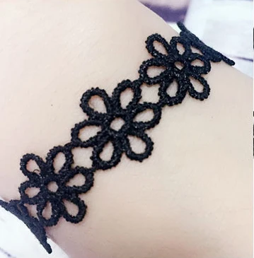 Многослойный Плетеный черный бархатный пояс кружевной браслет женский Шелковый