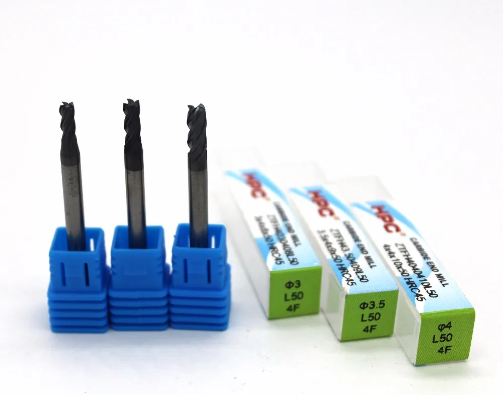 

Концевые фрезы из карбида вольфрама, роутер 3*4*50 с 4 канавками, HRC 45, квадратный, плоский, для фрезерных станков с ЧПУ