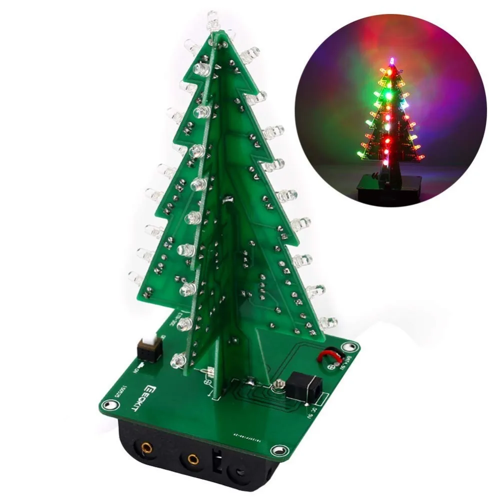 DIY 3D Xmas Tree электронный набор для пайки 7 цветов мигающий LED научный школьный проект