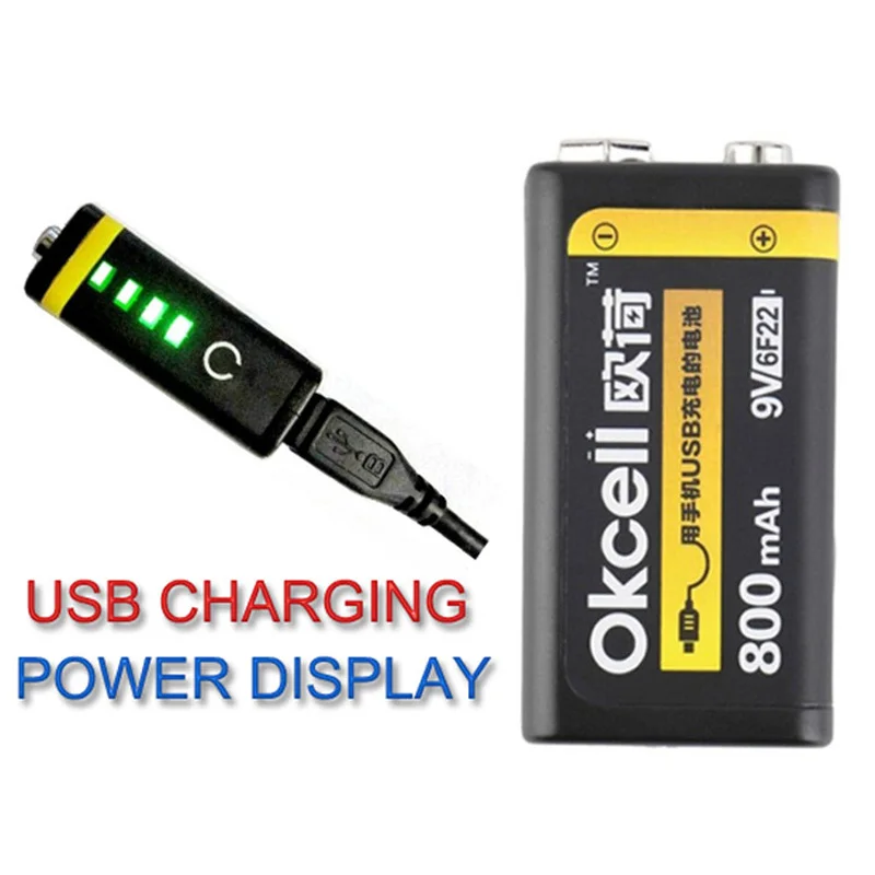 Оригинальный USB аккумулятор OKCELL 9 В 800 мА/ч портативная микро батарея модель