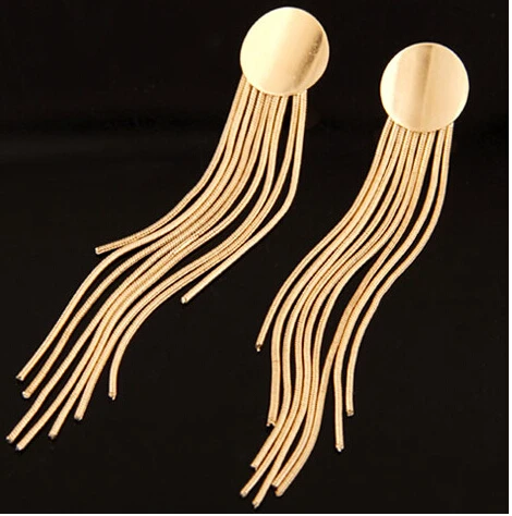 2015 модные длинные сережки с кисточками золото/Серебряные ювелирные изделия