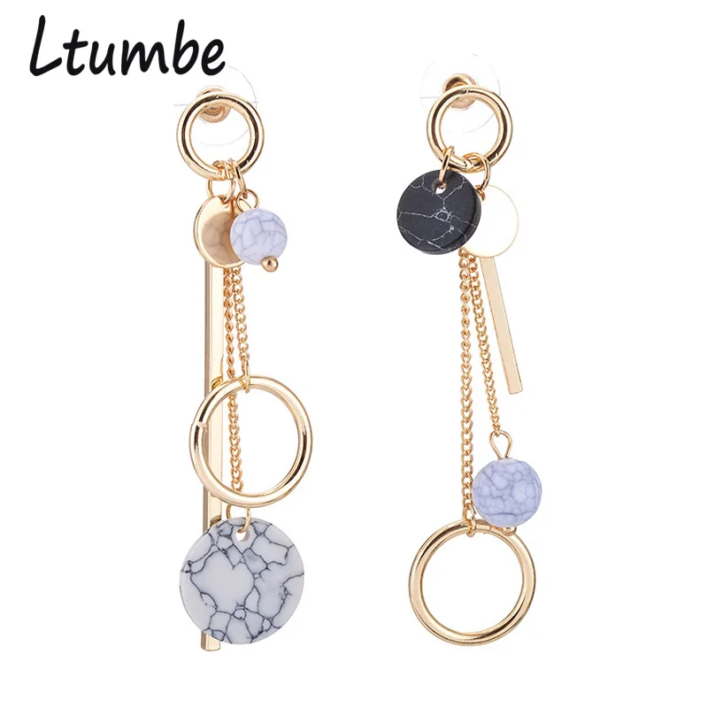 Ltumbe Boho из натуральных круглых камней бусины мяч кисточкой серьги для женщин