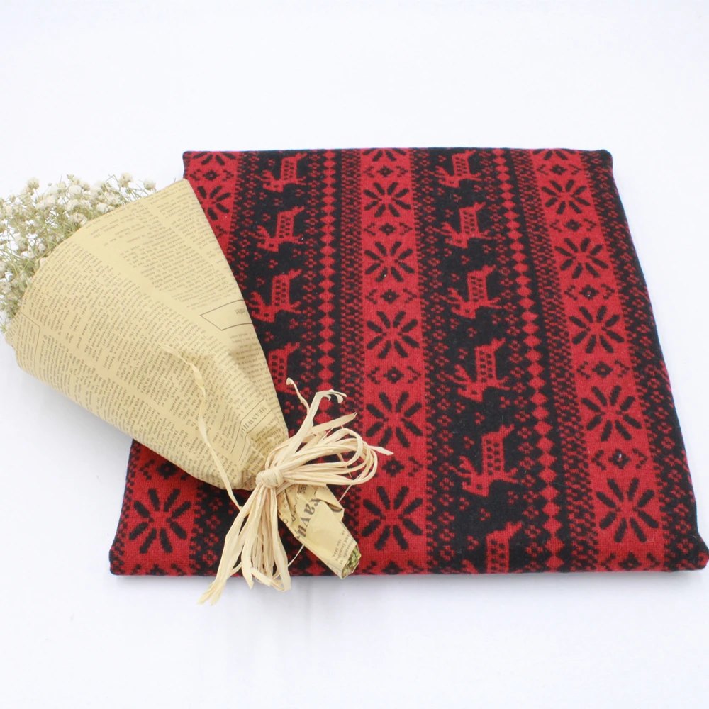 YLZZ Three Colors Christmas Deer Pattern Winter Plaid Sweater Scarf DIY Woollen Fabric Coat Wool 150cmX50cm | Дом и сад