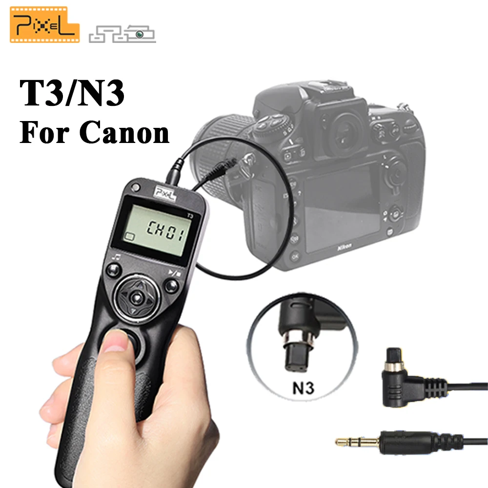 Pixel T3 N3 с проводным таймером затвора кабель дистанционного управления для Canon 7D 5D