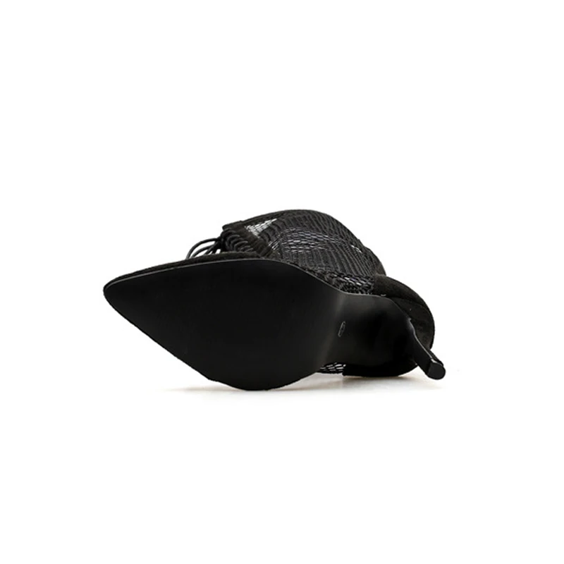 HIBISMIX Summer Black Knee High Women Boots Fashion Sexy Lace Up Pointed Toe Women's Thin Heel Shoes 2297 | Обувь