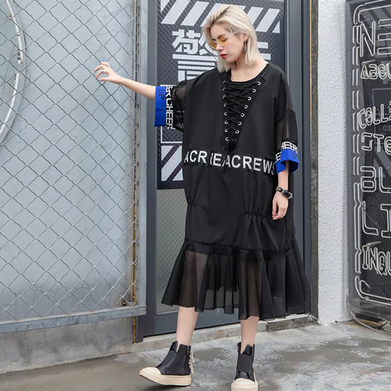 Johnature 2019 Summer Solid Color Patchwork Chiffon Sequined New Women Clothes Dress Streetwear Loose Dresses | Женская одежда