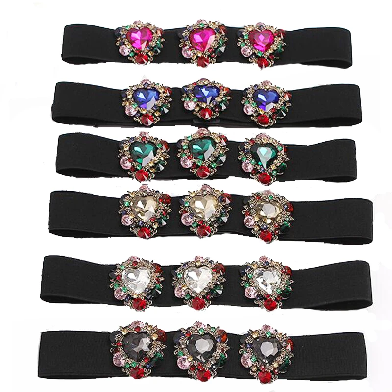 

2019 New Pants Crystal Waistband Belt Metal Buckle Punk Trendy Women Elastic Ladies Fashion Leather Wide Jeans Dress Belt Straps