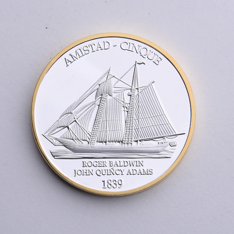 Us Civil War Challenge Coin 1839 Amistad Cinque парусная лодка монеты памятная монета|Безвалютные