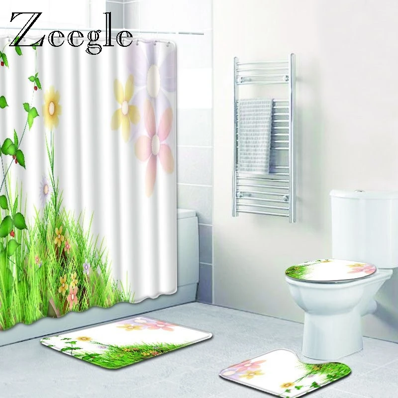 Zeegle Scenic печатные коврики для ванной туалет моющийся коврик крышка унитаза