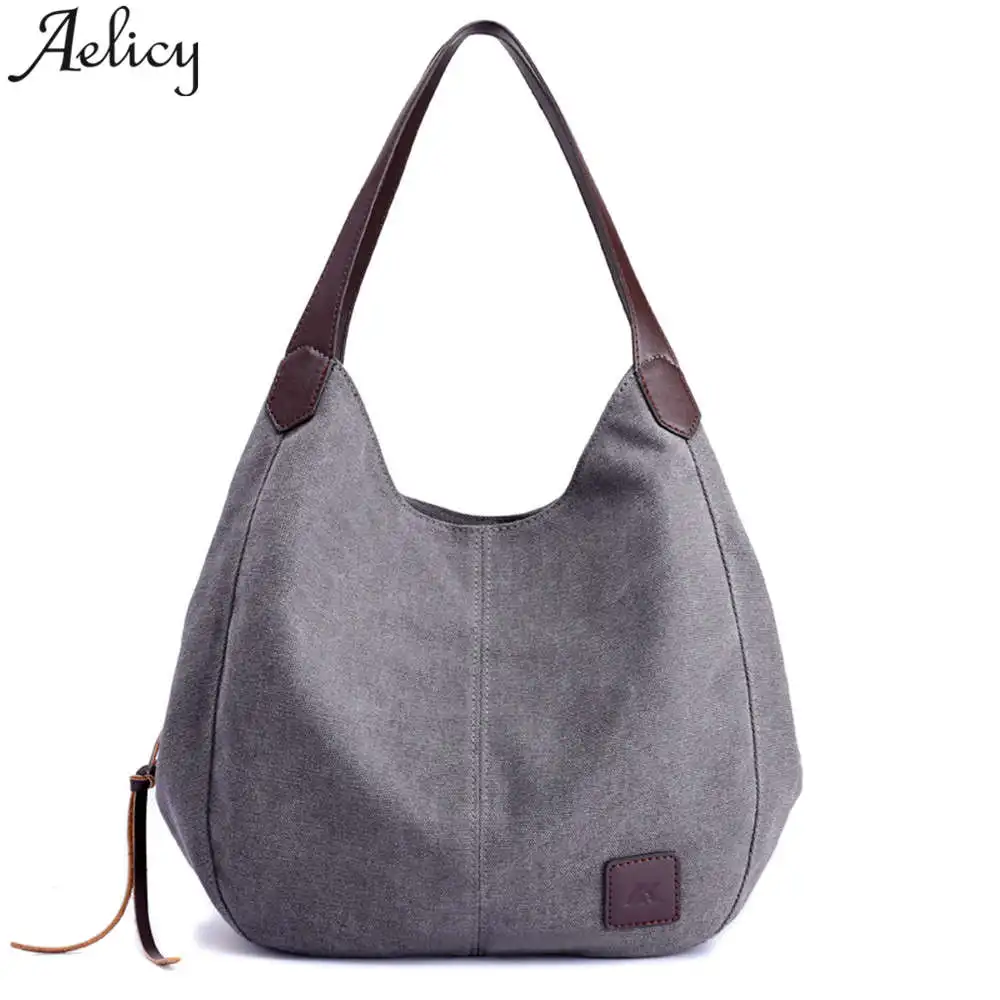Aelicy Брендовые женские холщовые сумки однотонные с несколькими карманами
