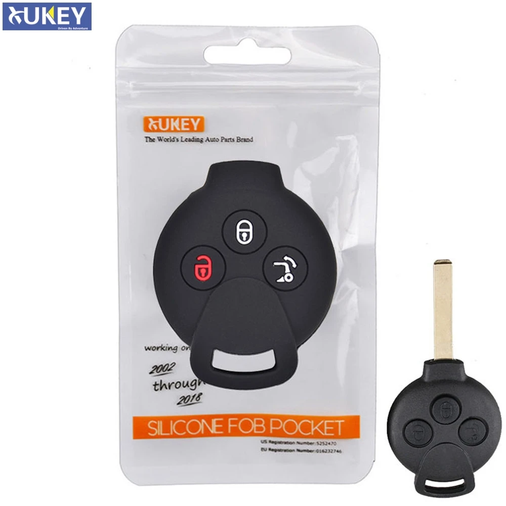 

For Smart Fortwo City Coupe Cabrio Crossblade Roadster K Forfour Silicone Remote Key Case Fob Shell Cover 2007 - 2015