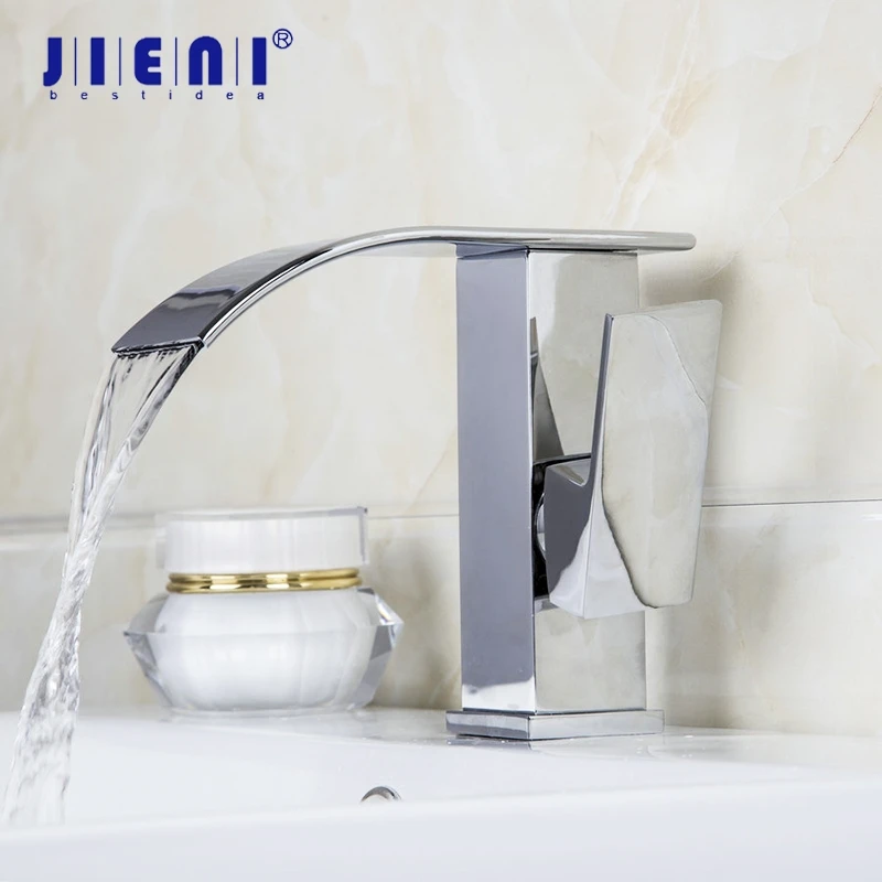 JIENI кран для раковины ванной комнаты, кран для воды с одной ручкой, кран для ванной, смеситель для горячей и холодной воды, латунный ХРОМ