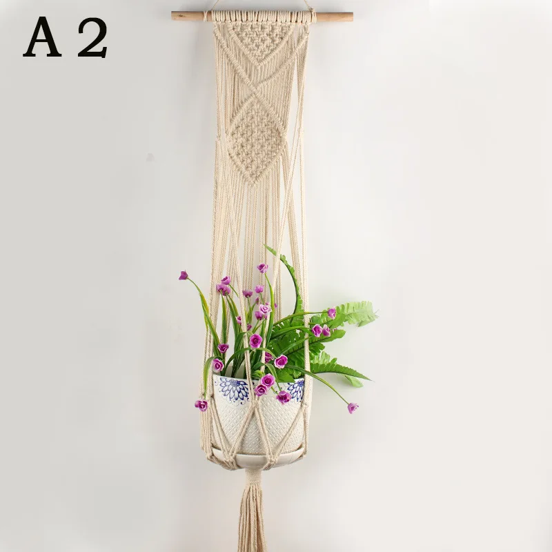 New Pot Holder Macrame Plant Hanger Hanging Planter Basket Jute Rope Braided Craft Hand-made Vertical Flower Pots | Дом и сад