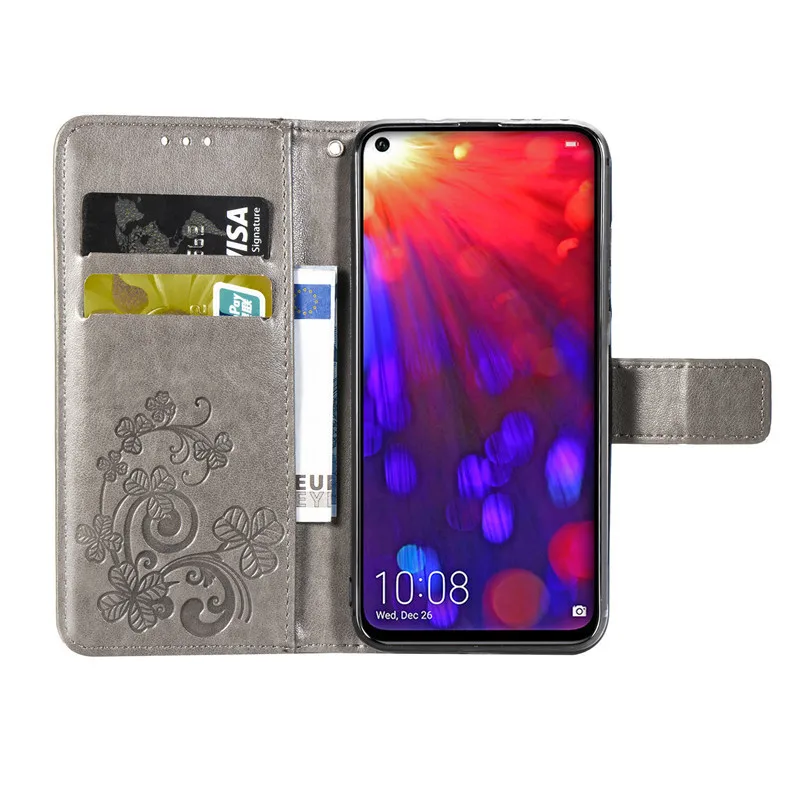 Для HUAWEI Honor View 20 тиснение травы кожаный бумажник Стенд чехол для V20 телефон сумка 6