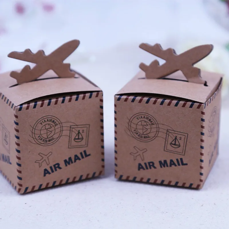 50 шт крафт-бумага Самолет конфетная коробка свадебные путешествия тема