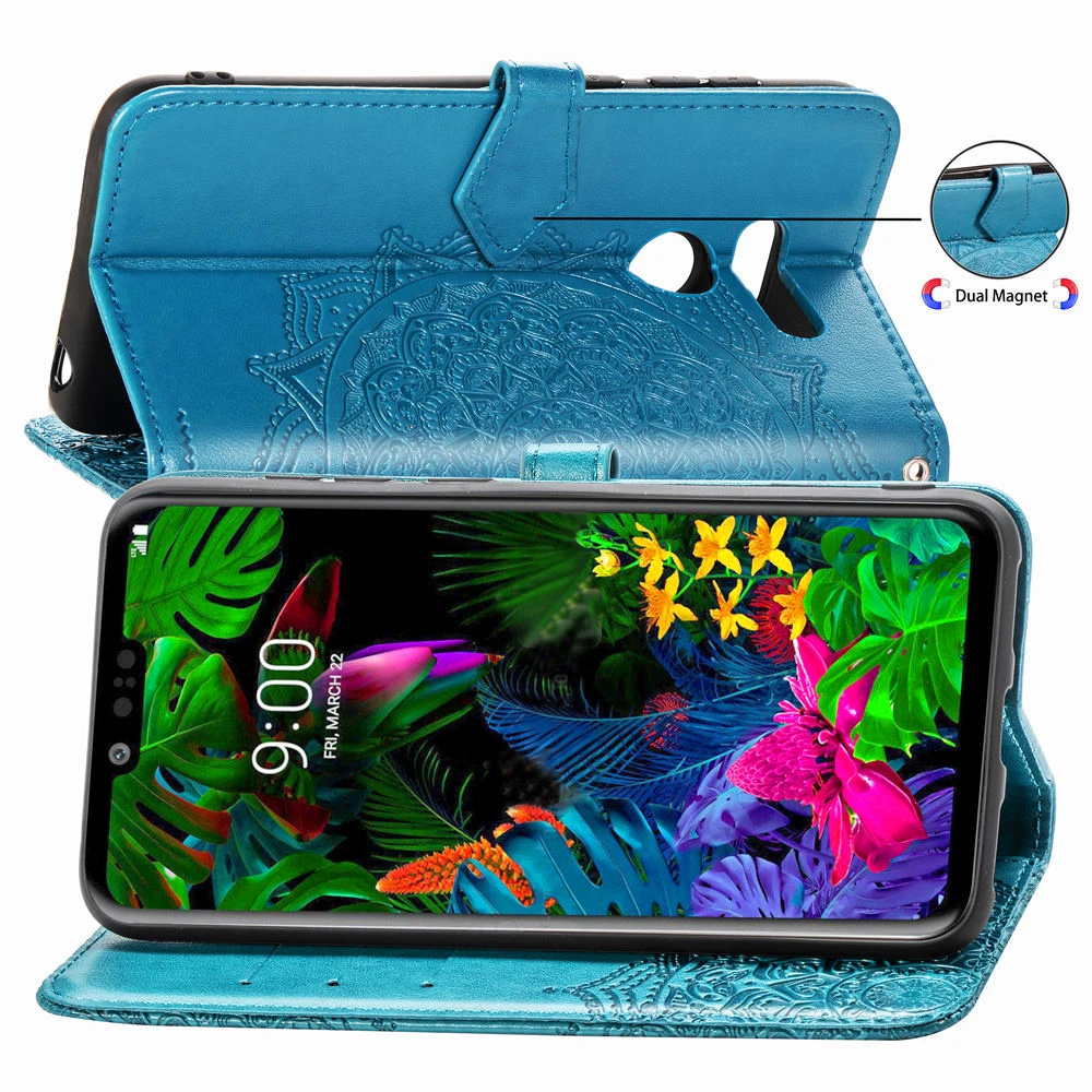 Роскошный 3D цветок дурмана кожаный чехол-кошелек для телефона LG G8 ThinQ Чехлы PU