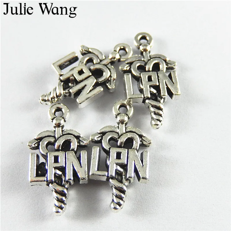Браслеты и подвески Julie Wang 10 шт. символы медсестры LPN из сплава под античное