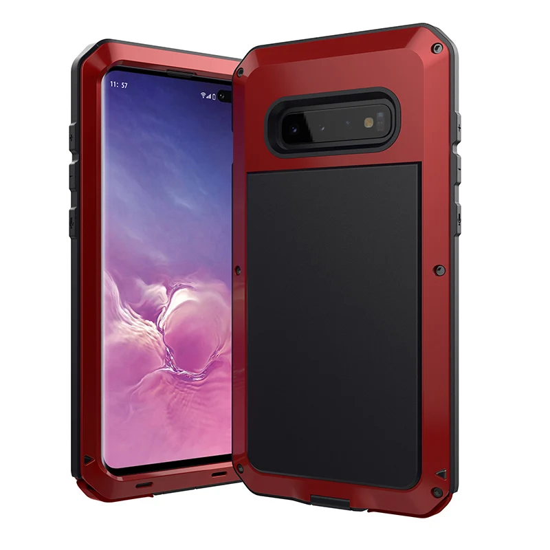 Сверхпрочный металлический бронированный чехол для телефона samsung Galaxy S10 S10Plus S10Lite чехол s водонепроницаемый противоударный чехол для Galaxy Note 10 - Цвет: Red