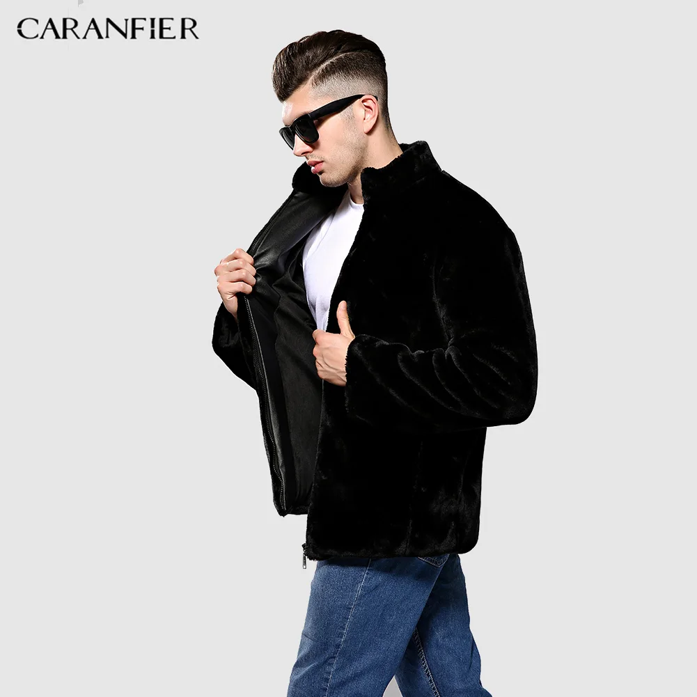 CARANFIER Мужское пальто зимние толстые теплые куртки искусственный бархат Модные