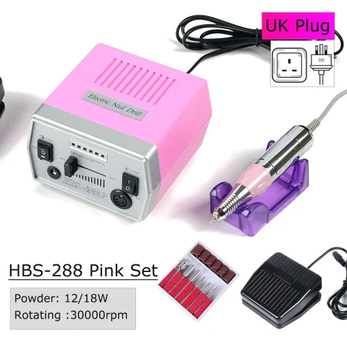 Pink UK Set STZ 30000 об/мин профессиональный Электрический Маникюрный станок для ногтей, наборы аппаратов, фрезы для ногтей, аксессуары для ногтей, инструменты HBS-288 - Цвет: Pink UK Set