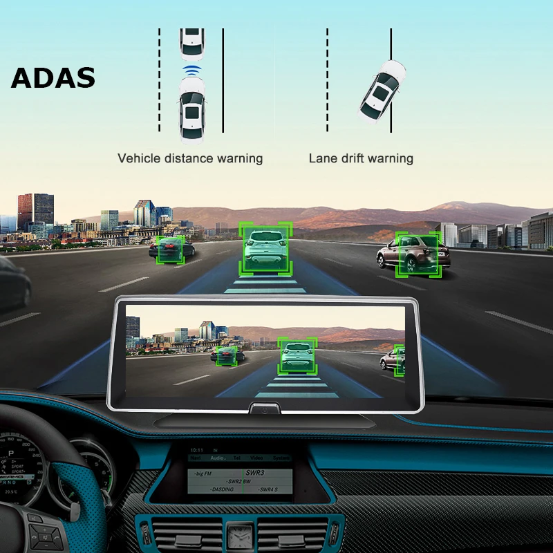 Bluavido 8 дюймов Автомобильный видеорегистратор 4G Android GPS навигация ADAS FHD 1080P ночного