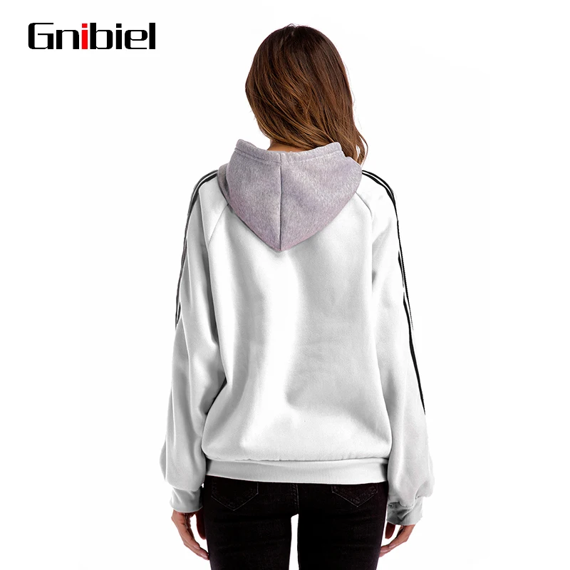 GNIBIEL Для женщин толстовки Oversize пуловеры балахон Женский Лоскутная Толстовка с