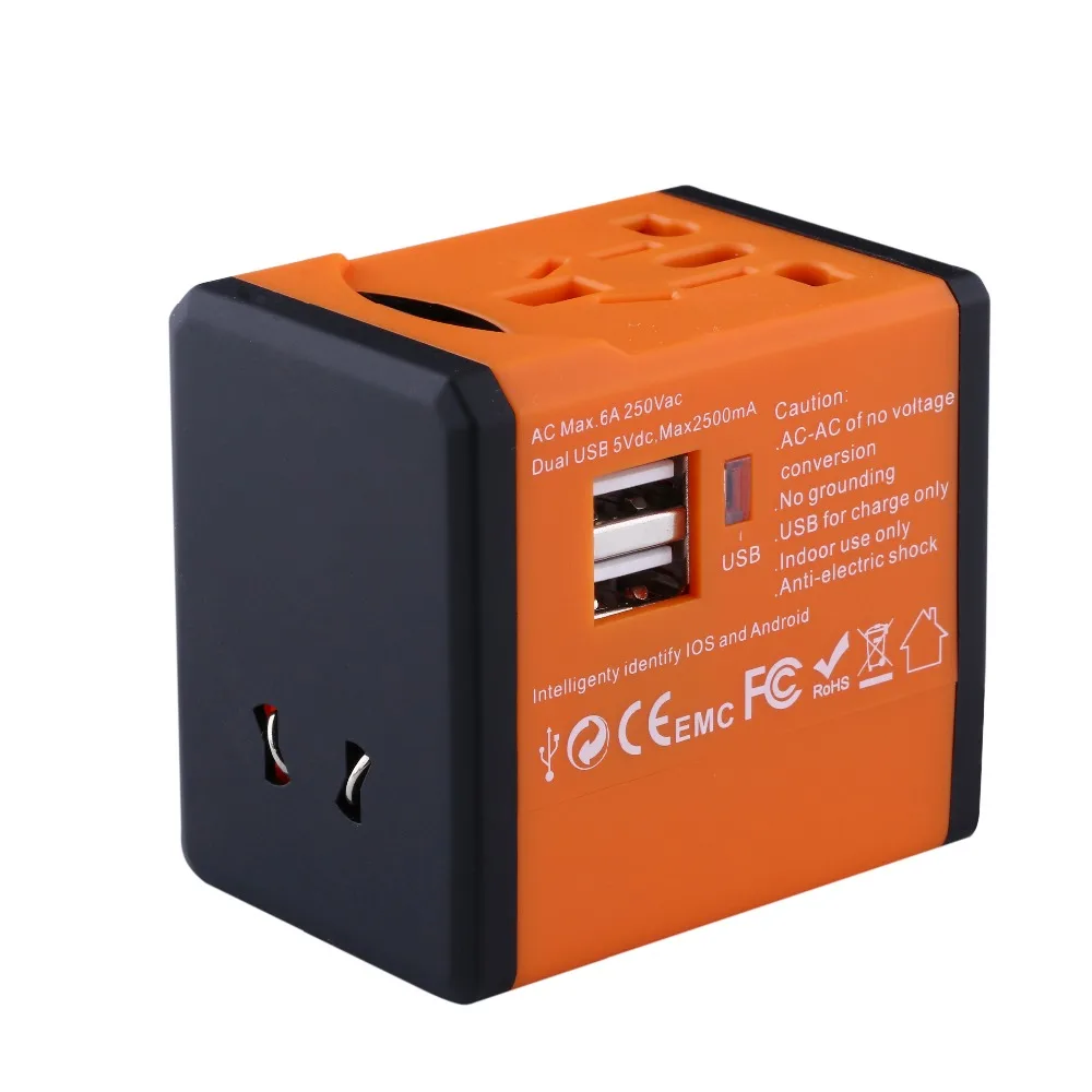Универсальное зарядное устройство с двумя usb-портами по всему миру электрическая розетка США Великобритания ЕС AU Международный дорожный переходник адаптер