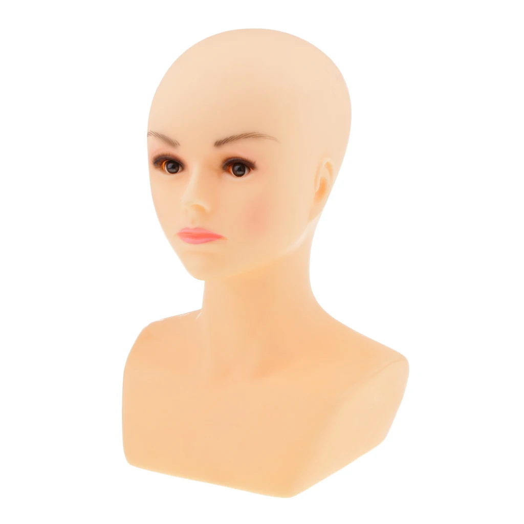 Free Standing Display Female Mannequin Head with Bust for Hair Wigs Salon, Retail Stores