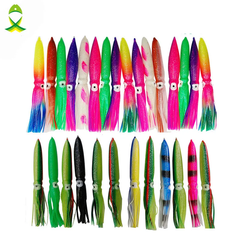 

12pcs/lot Soft Octopus Fishing Lure Saltwater Squid jig Skirt Lure Tuna Big game jigging fishing rig bait 12cm 15cm 18cm