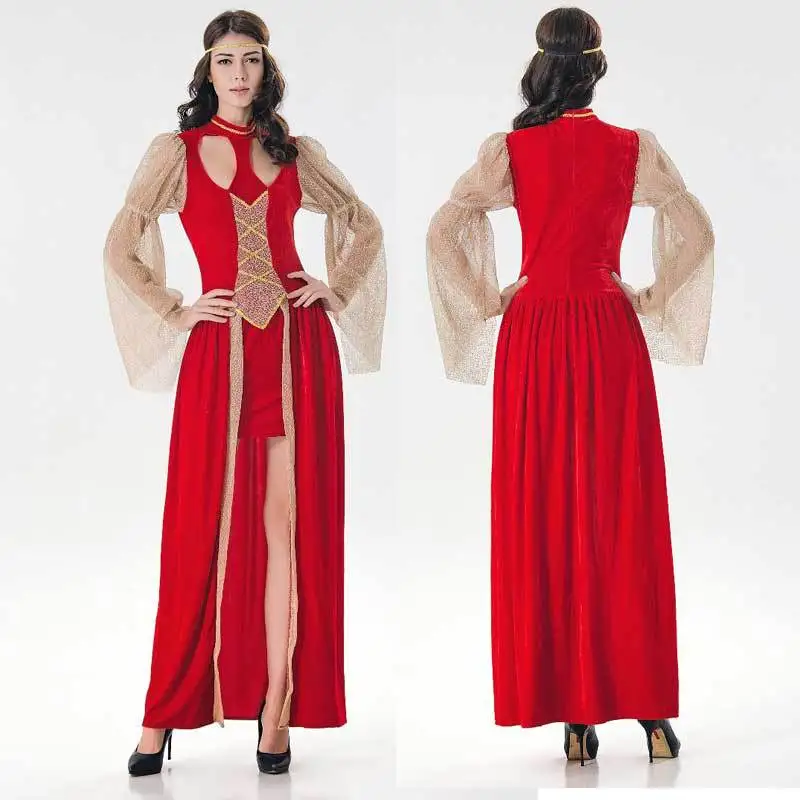 

Sexy Medieval Princess Costume for Women with Lace Sleeves and Head Wear Medieval Costume Ball Wear Fashion Party Dancing Dress