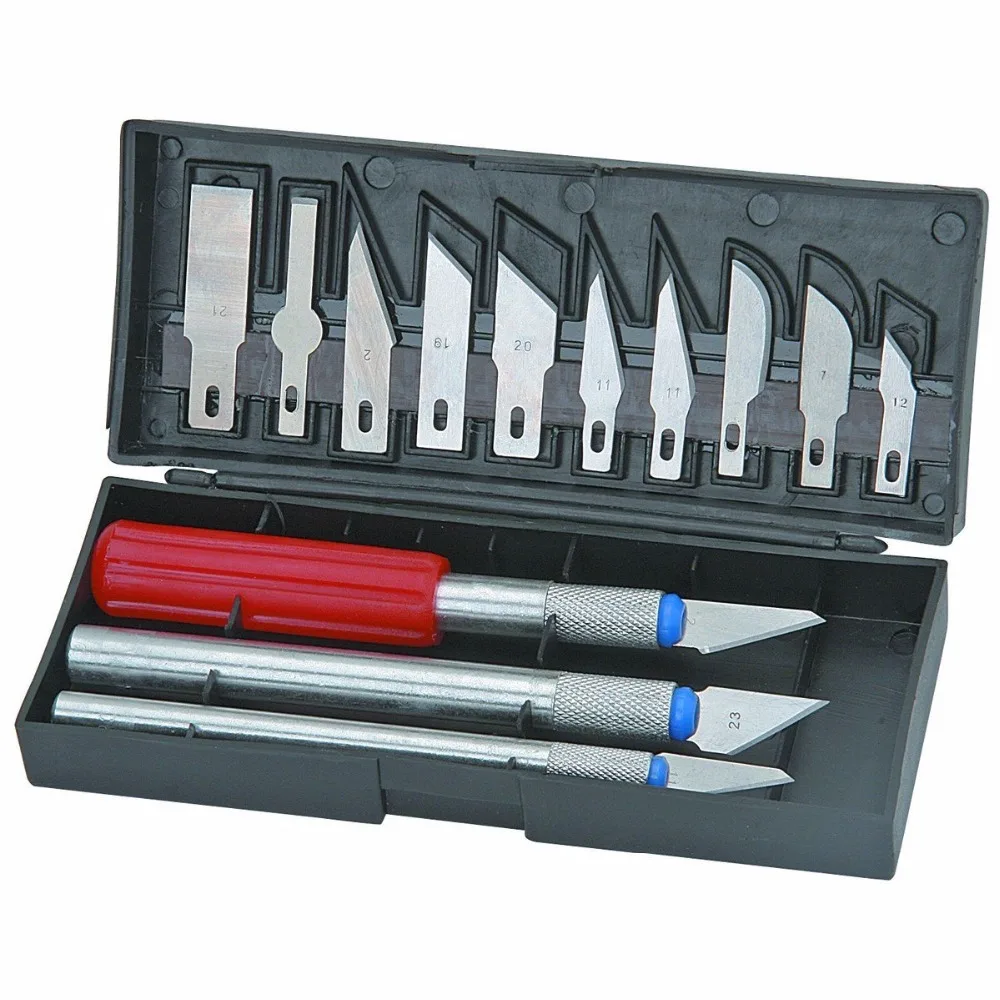16pc Exacto Style Multi-function Hobby Knife Crafts Carving Cutter Graver Sculpting Art Tool Set(13 Blades+3 Handle) | Инструменты