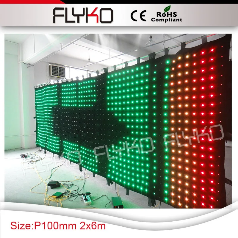 Сворачивающийся гибкий/мягкий перезаряжаемый светодиодный экран P10 2x6 м для