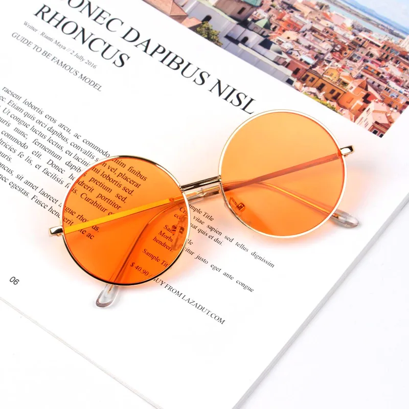 Orange Elbru круглые солнцезащитные очки, Детские ретро очки, детские солнцезащитные очки для мальчиков и девочек, Брендовые очки UV400 - Цвет линз: Orange