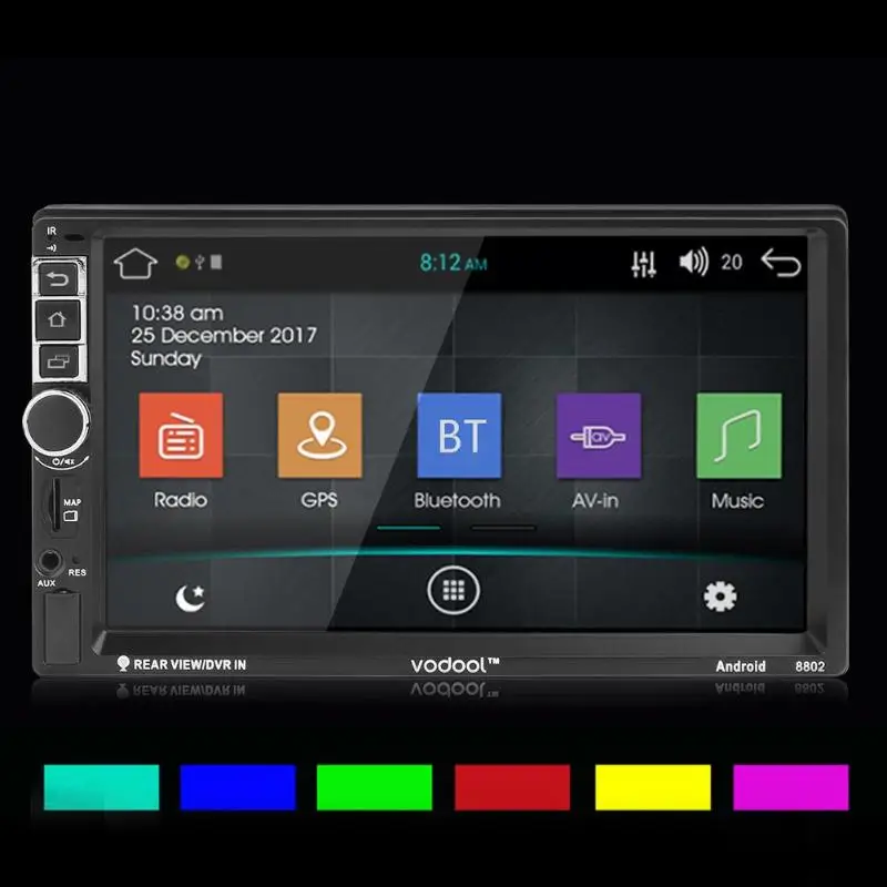 VODOOL 2 Din 7 дюймов TFT сенсорный экран автомобильный gps трекер четырехъядерный Android 7,1 Bluetooth Автомобильный gps навигатор 1080P камера автомобильный MP5 плеер