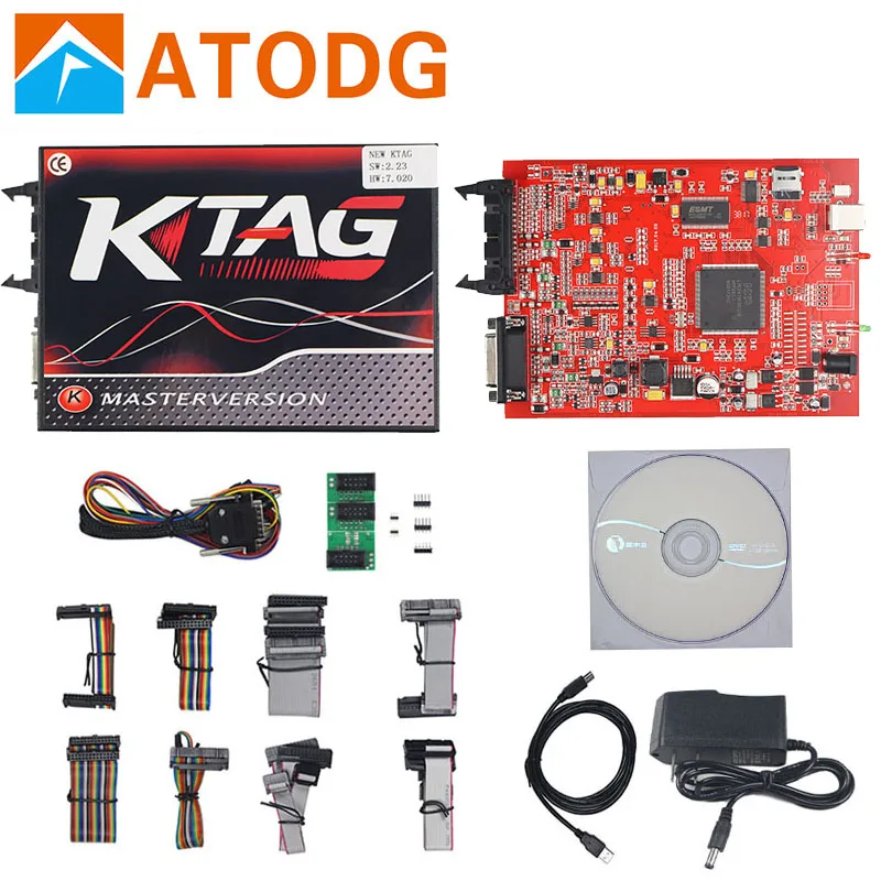 KTAG 7.020 Red Онлайн мастер KTAG V7.020 V2.23 без знака предел KATG 7,020 зеленый и красный pcb KTAG 2,23 программатор системного блока управления K тег 7,020 7020 OBD2 настройки - Цвет: KTAG 7.020 Red