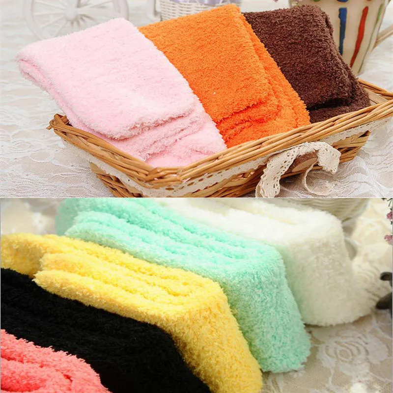 Cute Socks Women Bed Socks Pure Color Fluffy Warm Winter Kids Gift Soft Floor Home Accessories Funny Socks New Year's Gift