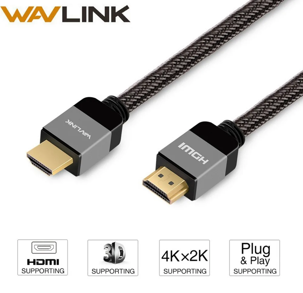 Wavlink 2 м высокоскоростной 4K HDMI кабель @ 60 Гц 1080P 0 позолоченный 3D 60fps для