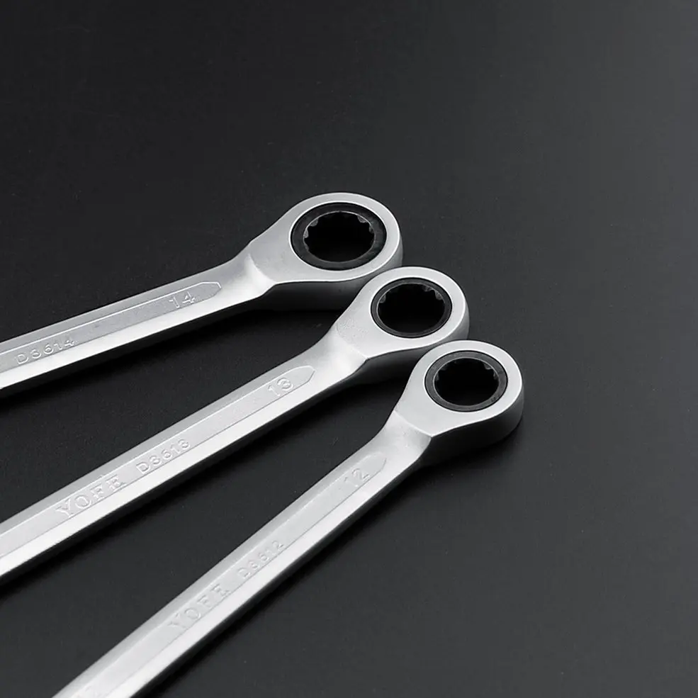 

7pcs Stainless Steel Metric Spanner Wrench Ratchet Double-ended Ratcheting Wrench with Plastic Stand Auto Car Repair Tool Set