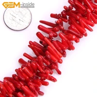 natural stick shape coral beads for jewelry making strand 15 inch simi precious gem stone bead for bracelet necklace making diy