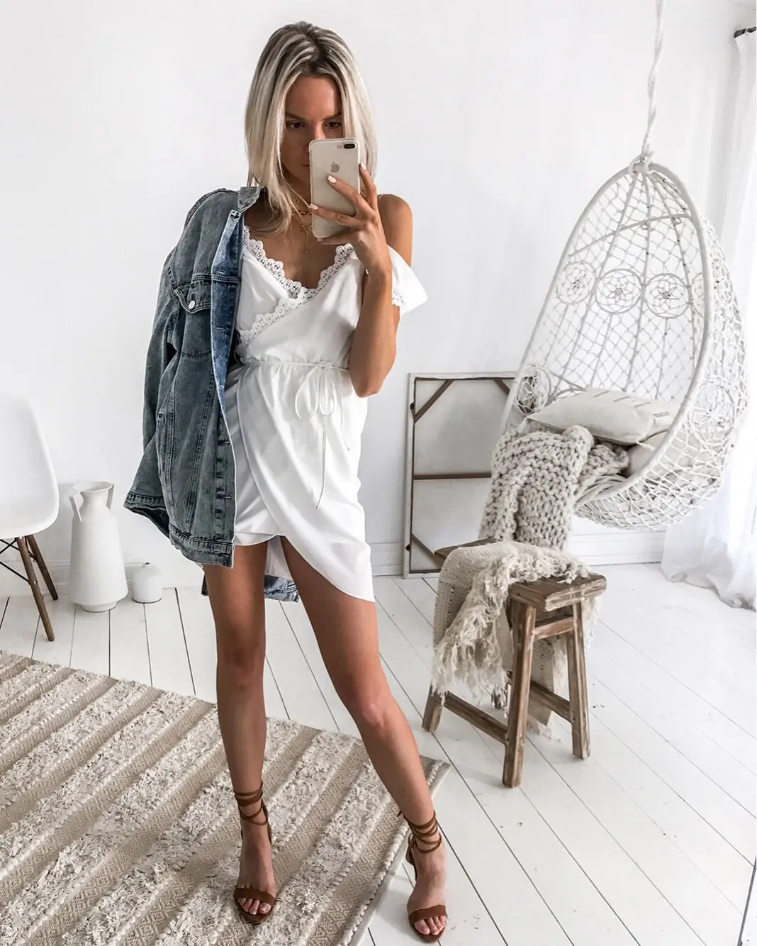 Женское Короткое платье мини в стиле бохо вечерние кружевные летние пляжные