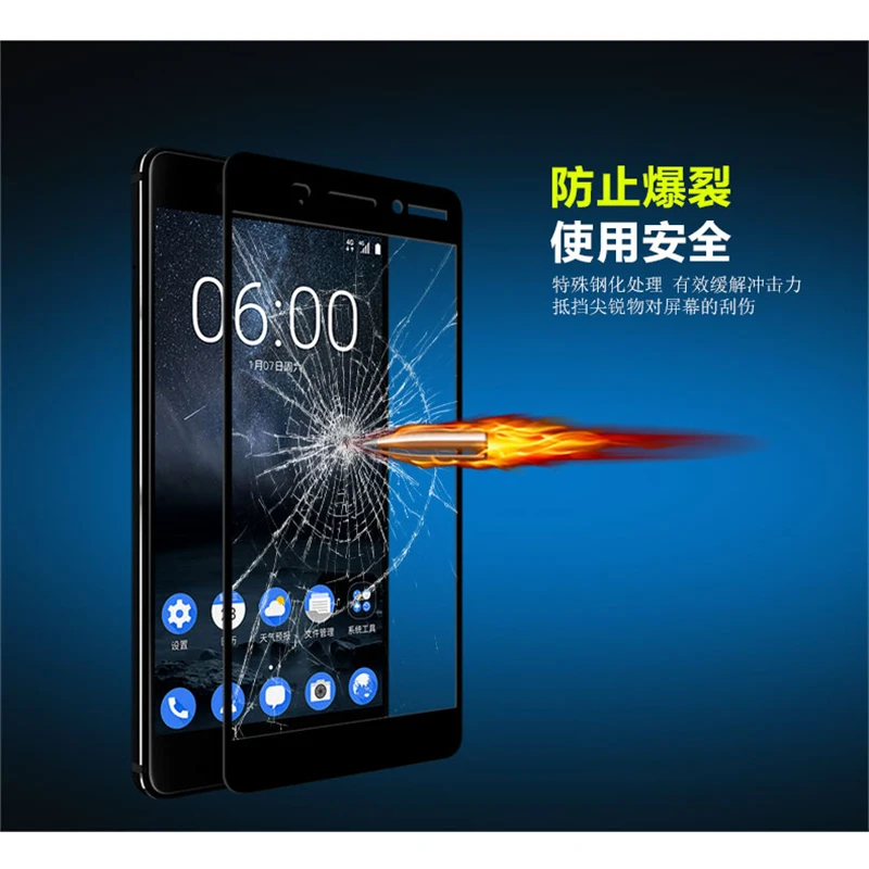 3D закаленное стекло для Nokia 6 2018 Полное покрытие экрана Взрывозащищенная защитная