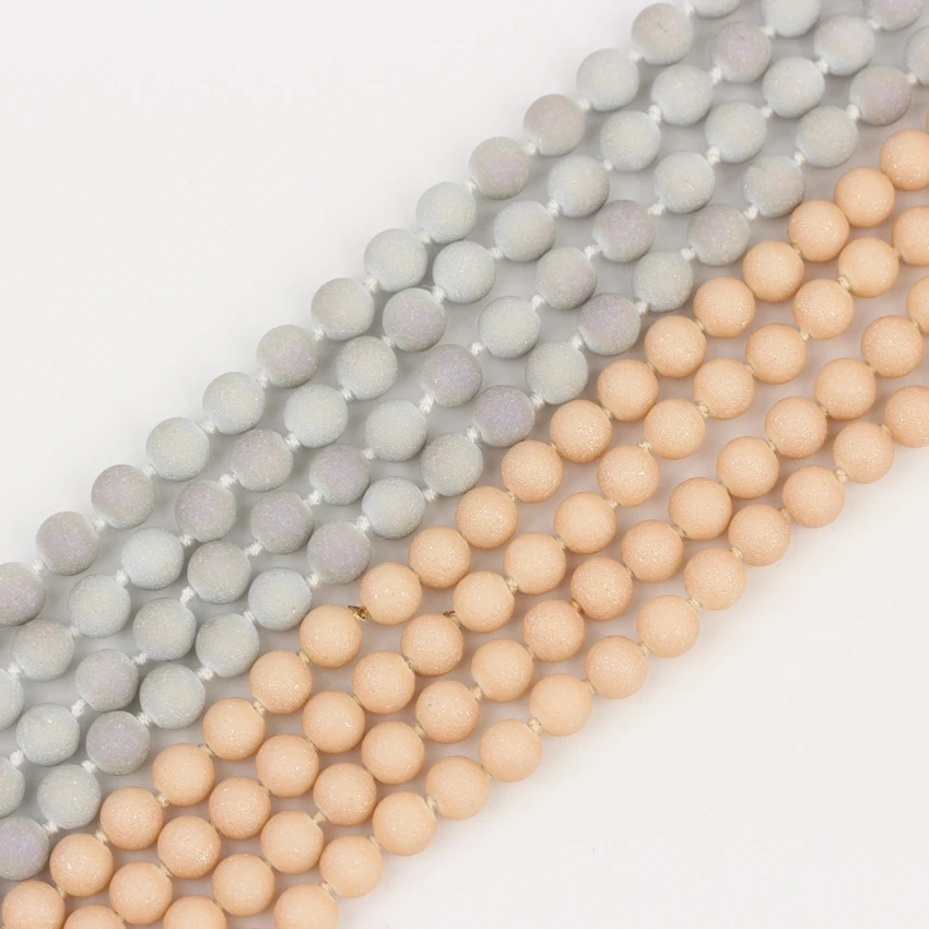 

152 см, цепочка из матового стекла с бусинами, длинное ожерелье ручной работы с узлом, модные украшения унисекс, украшение в подарок