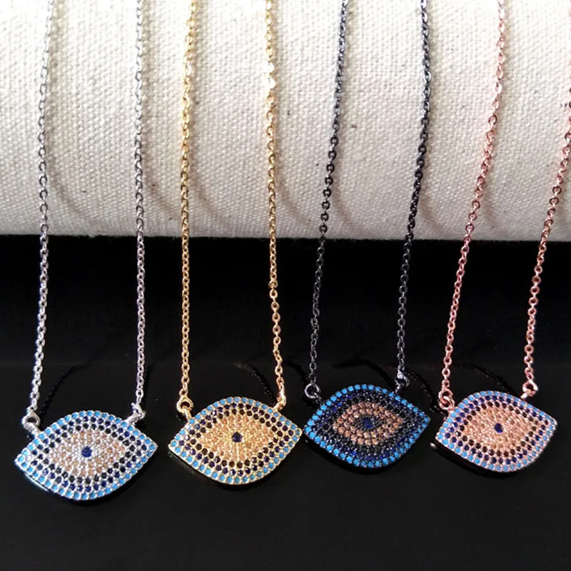 

10 Pcs Turkish Style Evil Eye Double Bails Connector Necklace,CZ zircon Micro pave crystal Charm Jewelry making for woman NK61