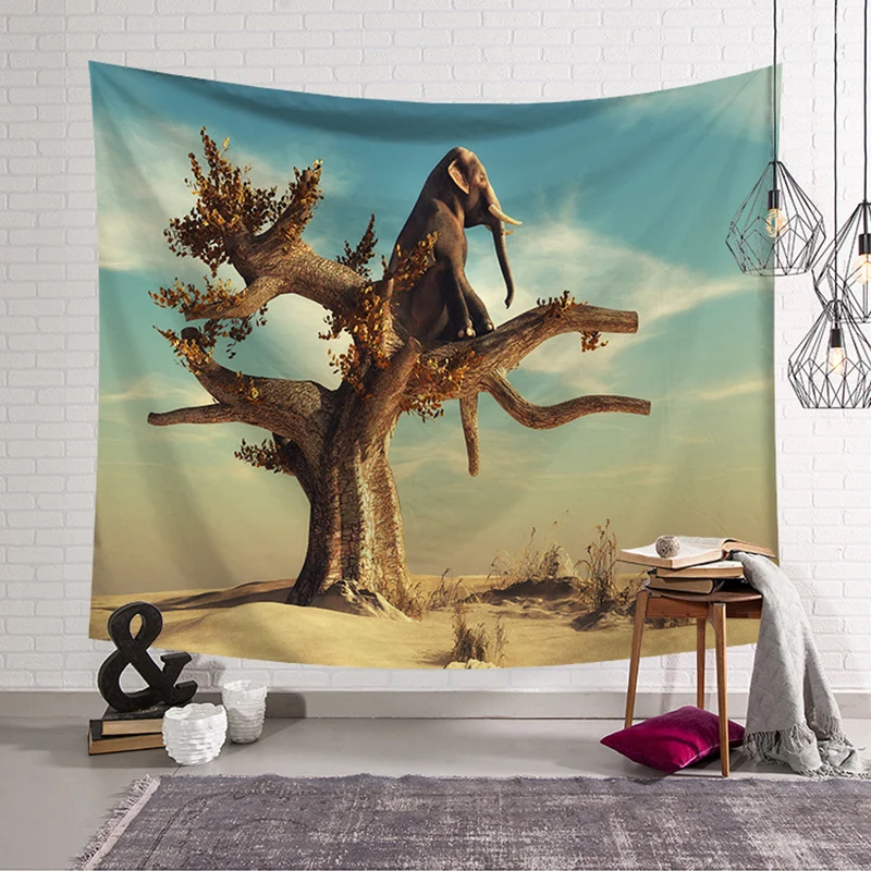 Богемный гобелен африканская слон жираф яркий напечатанный Настенный Ковер